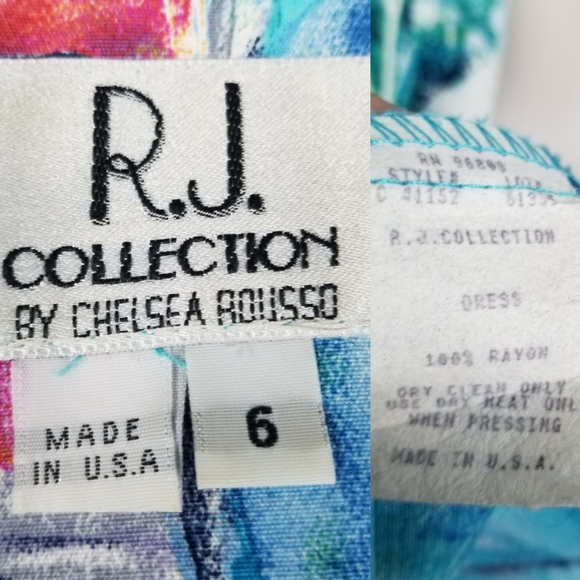 Vintage Blue Ocean Pier Scene Nautical Painted Look Shift Dress Size 6 - Picture 6 of 7